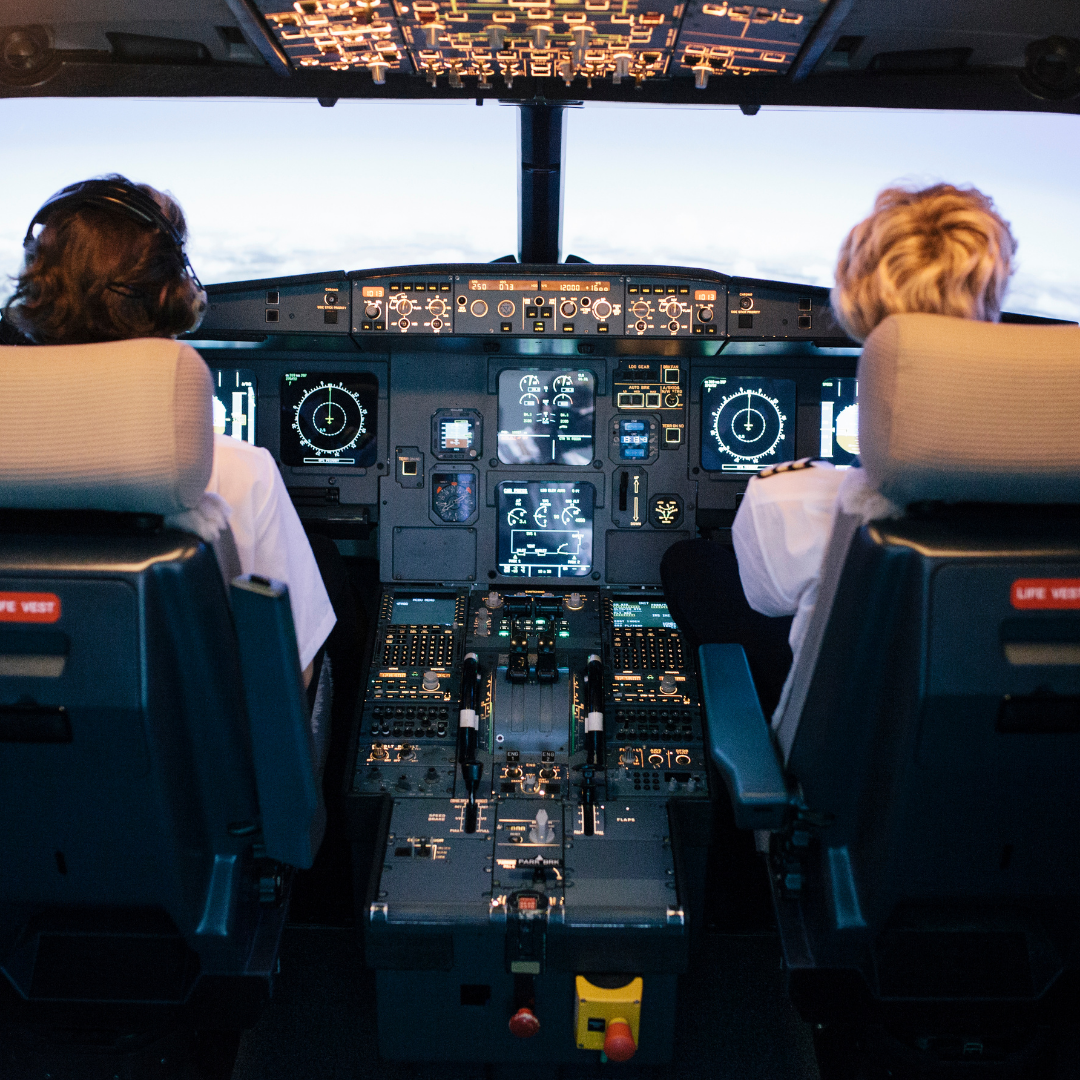 Airline Pilots in a cockpit